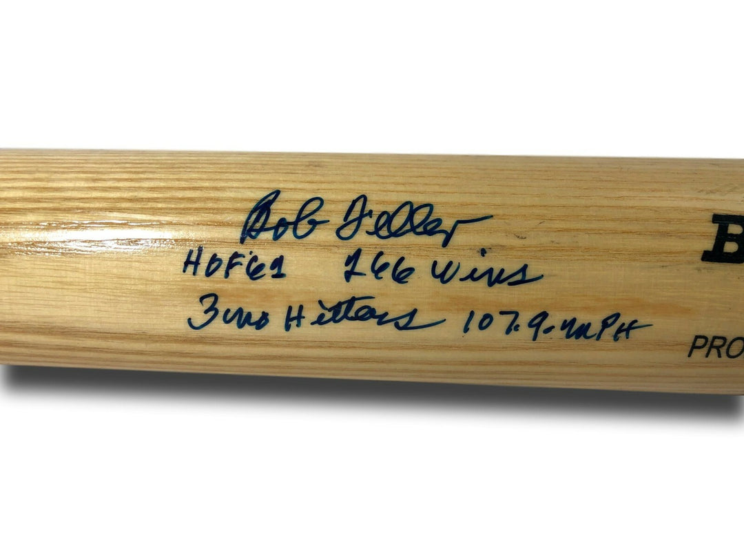 Bob Feller Hand Signed Inscribed Rawlings Model Bat COA SM.com Autograph Indians