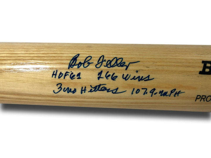Bob Feller Hand Signed Inscribed Rawlings Model Bat COA SM.com Autograph Indians