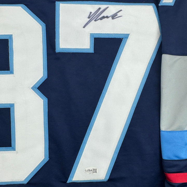 Autographed/Signed Yanni Gourde Seattle Blue Hockey Jersey JSA COA