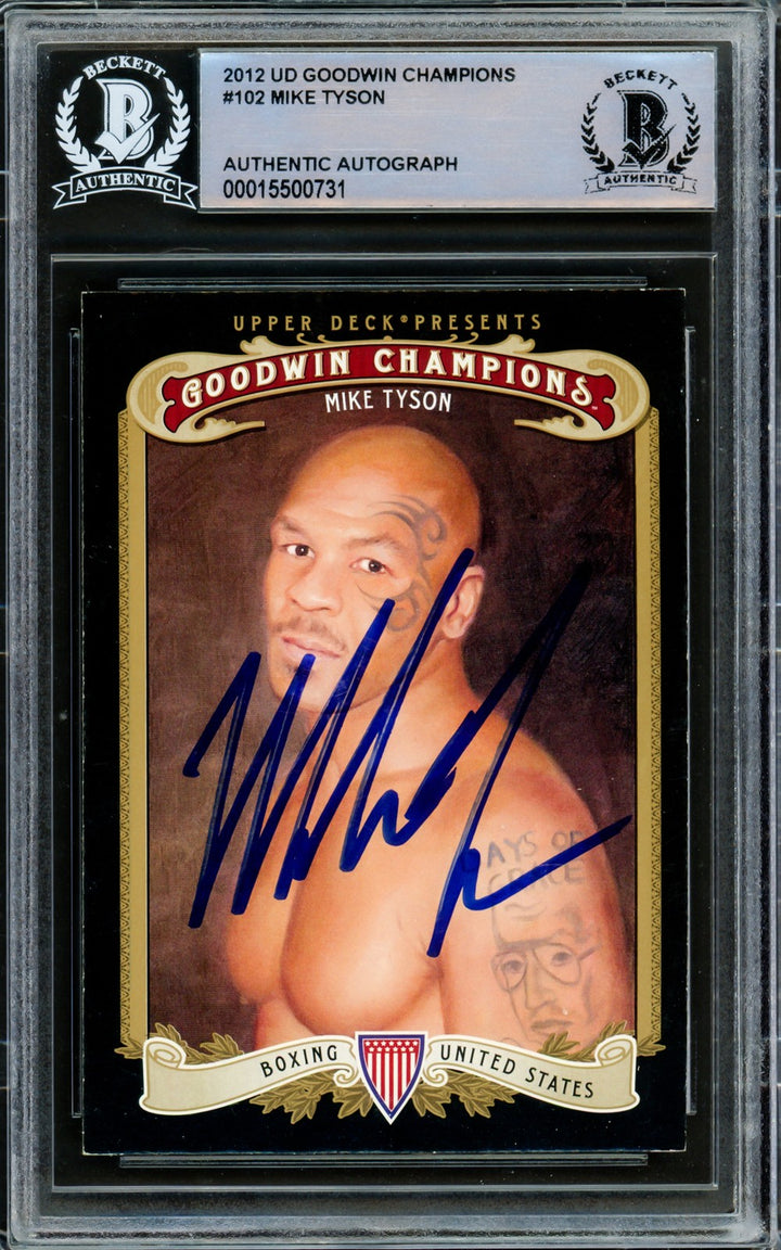 Mike Tyson Autographed Signed 2012 Upper Deck Goodwin Champions Card 102 Beckett