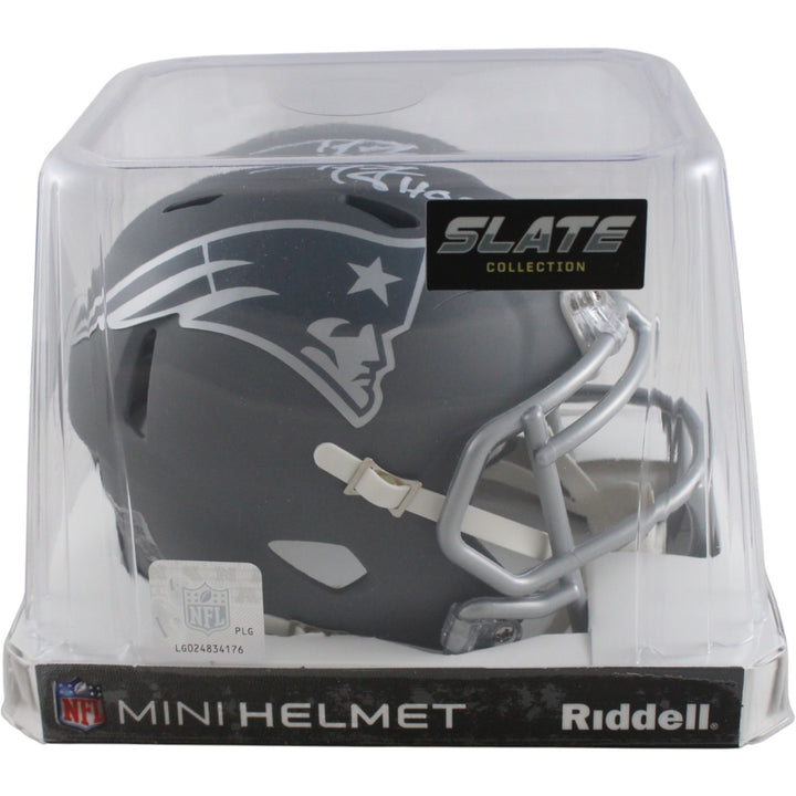 Ty Law Autographed New England Patriots Slate Mini Helmet HOF Beckett 54284