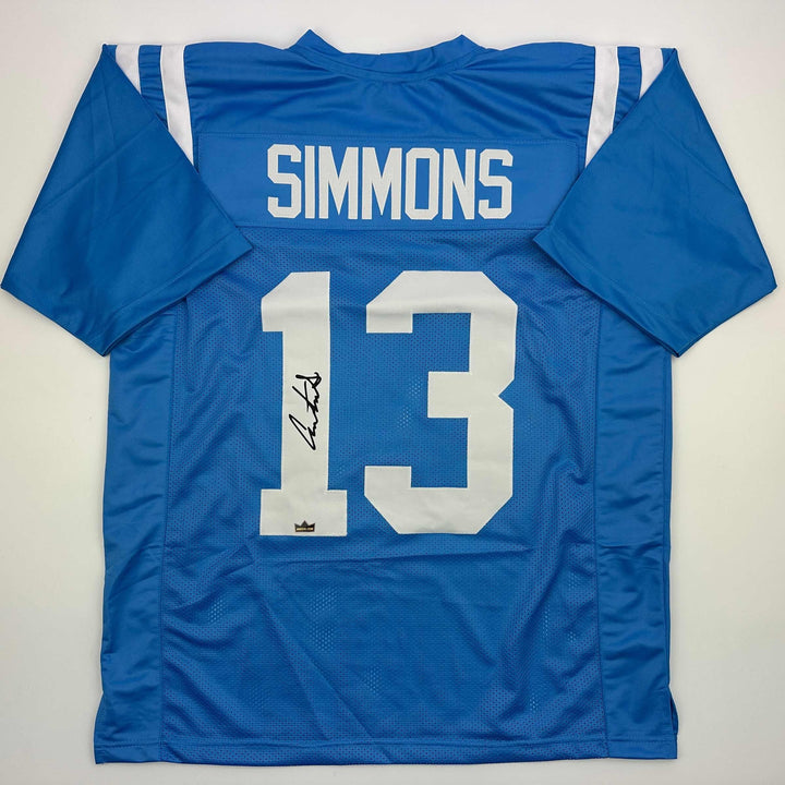 Facsimile Autographed Austin Simmons Ole Miss Blue Reprint Jersey Size Men's XL