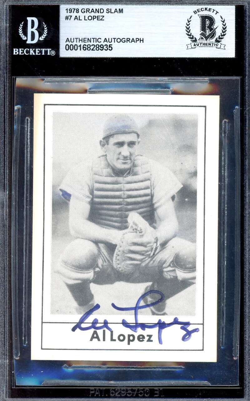 Al Lopez Beckett BAS Signed 1978 Grand Slam Autograph