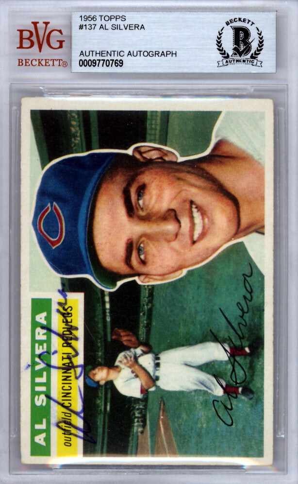 Al Silvera Autographed Signed 1956 Topps Card #137 Cincinnati Reds Beckett BAS