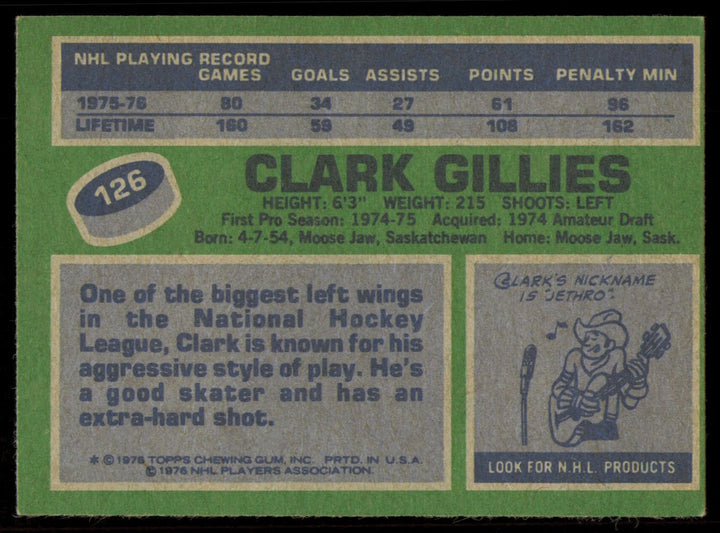 Clark Gillies Autographed Signed 1976-77 Topps Card #126 New York Islanders
