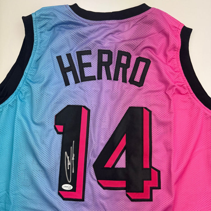 Autographed/Signed Tyler Herro Miami Vice Basketball Jersey JSA COA