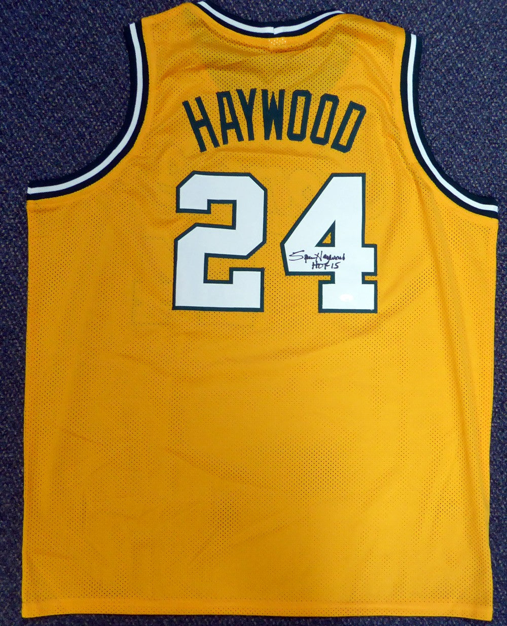 Seattle Sonics Spencer Haywood Autographed Signed Gold Jersey "HOF 15" MCS Holo