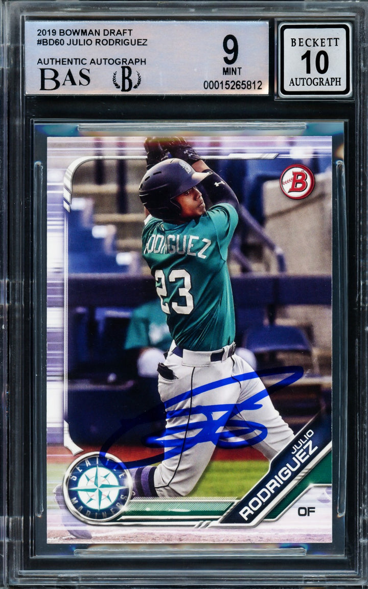 Julio Rodriguez Auto 2019 Bowman Draft RC BD60 Mariners BGS 9 Auto GM 10 Beckett