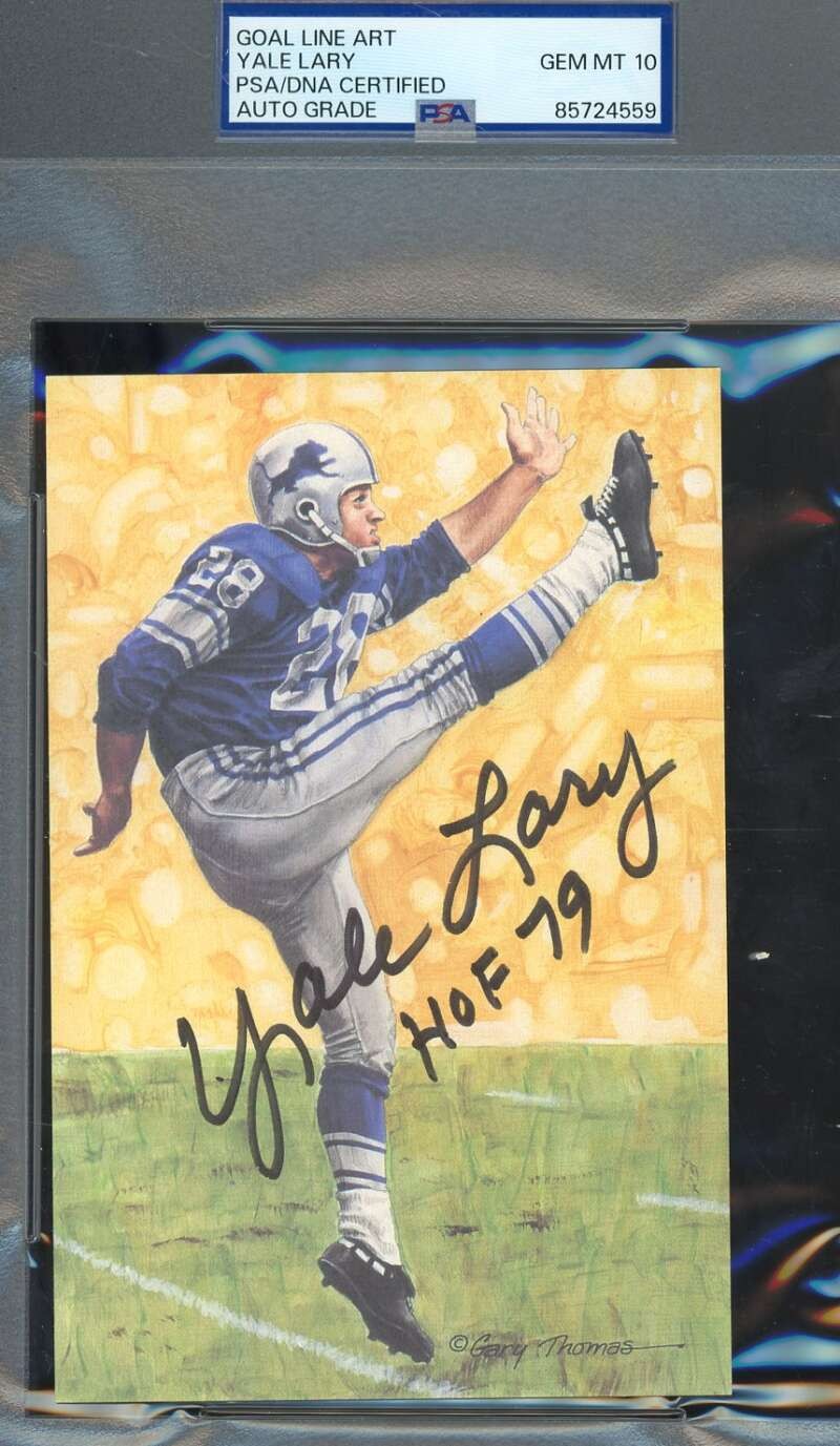Yale Lary Gem Mint 10 PSA DNA Signed Goal Line Art Card GLAC Autograph HOF 79