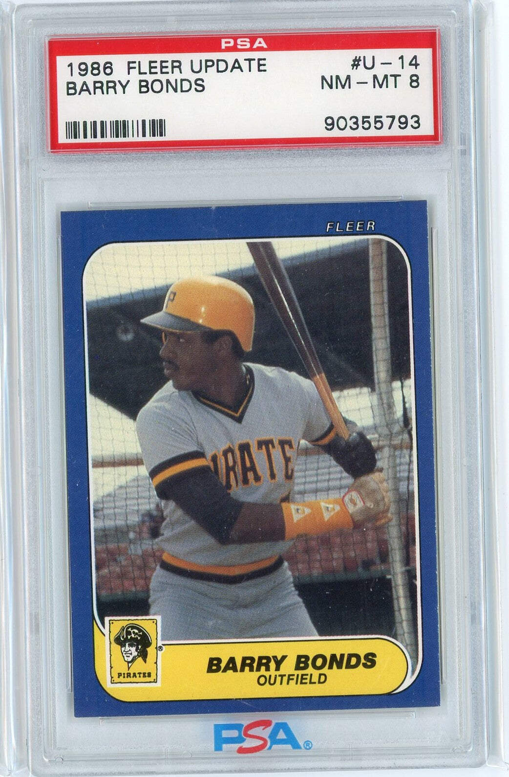 Graded 1986 Fleer Update Barry Bonds #U144444 Rookie RC Baseball Card PSA 8