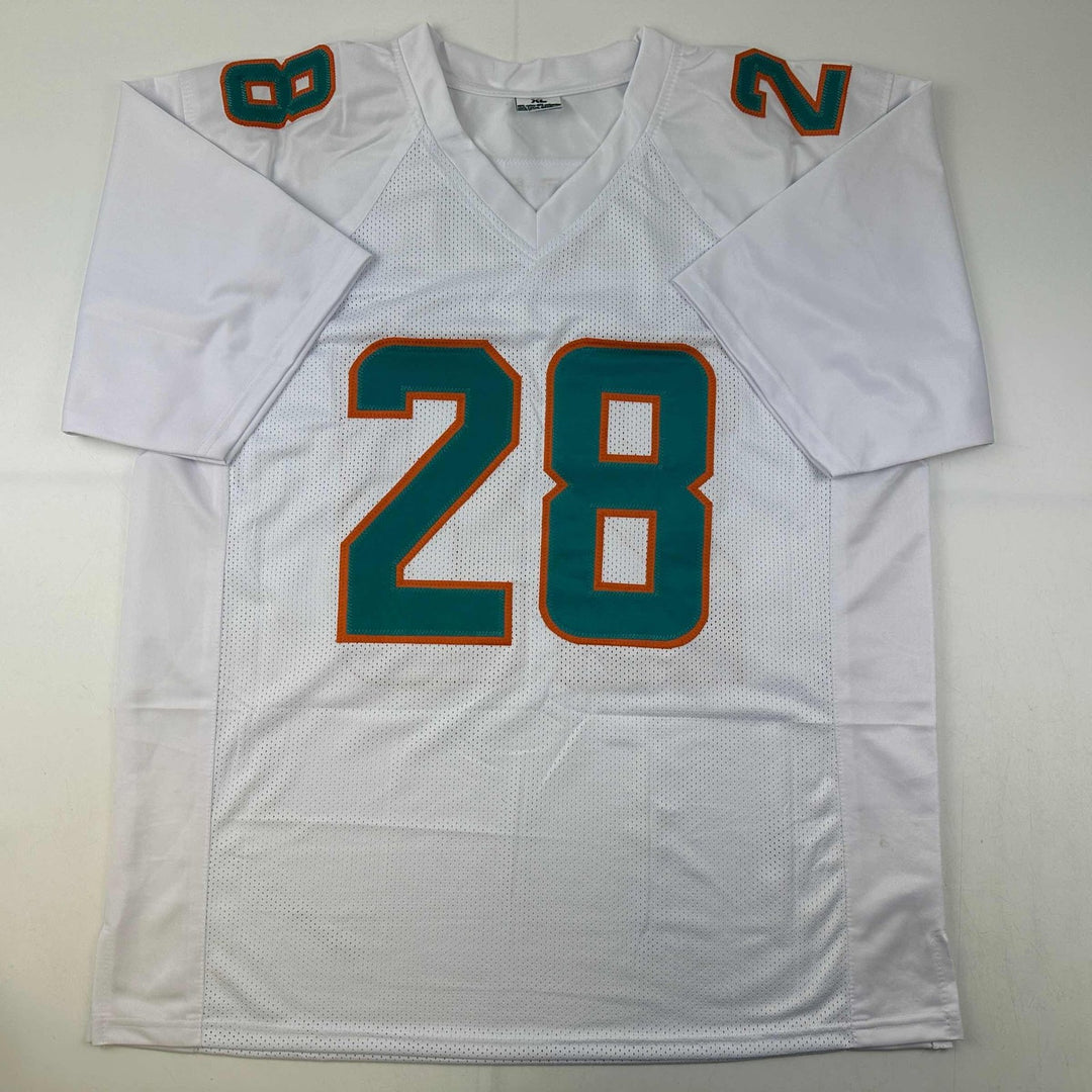 Autographed/Signed De'Von DeVon Achane Miami White Jersey Beckett BAS COA