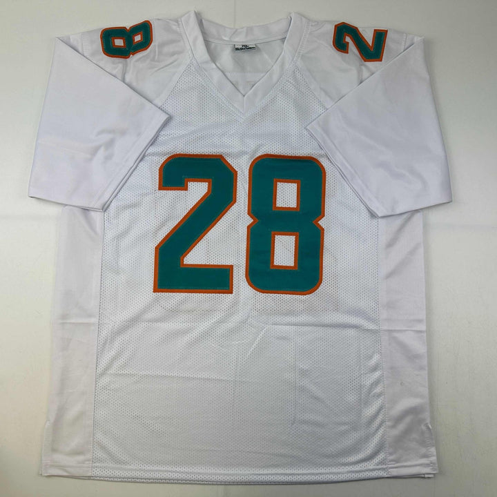 Autographed/Signed De'Von DeVon Achane Miami White Jersey Beckett BAS COA