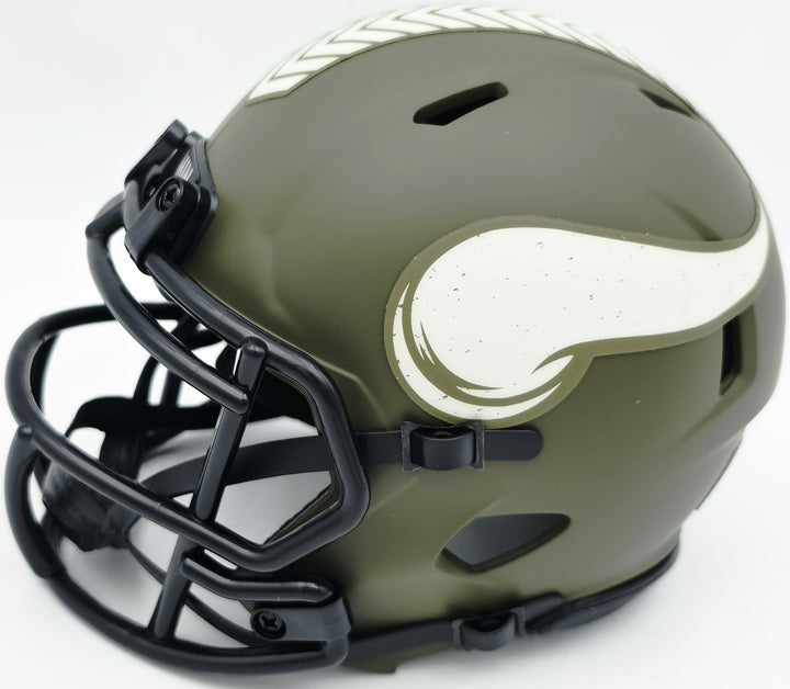 Jordan Addison Auto Vikings Army Salute To Service Speed Mini Helmet Beckett