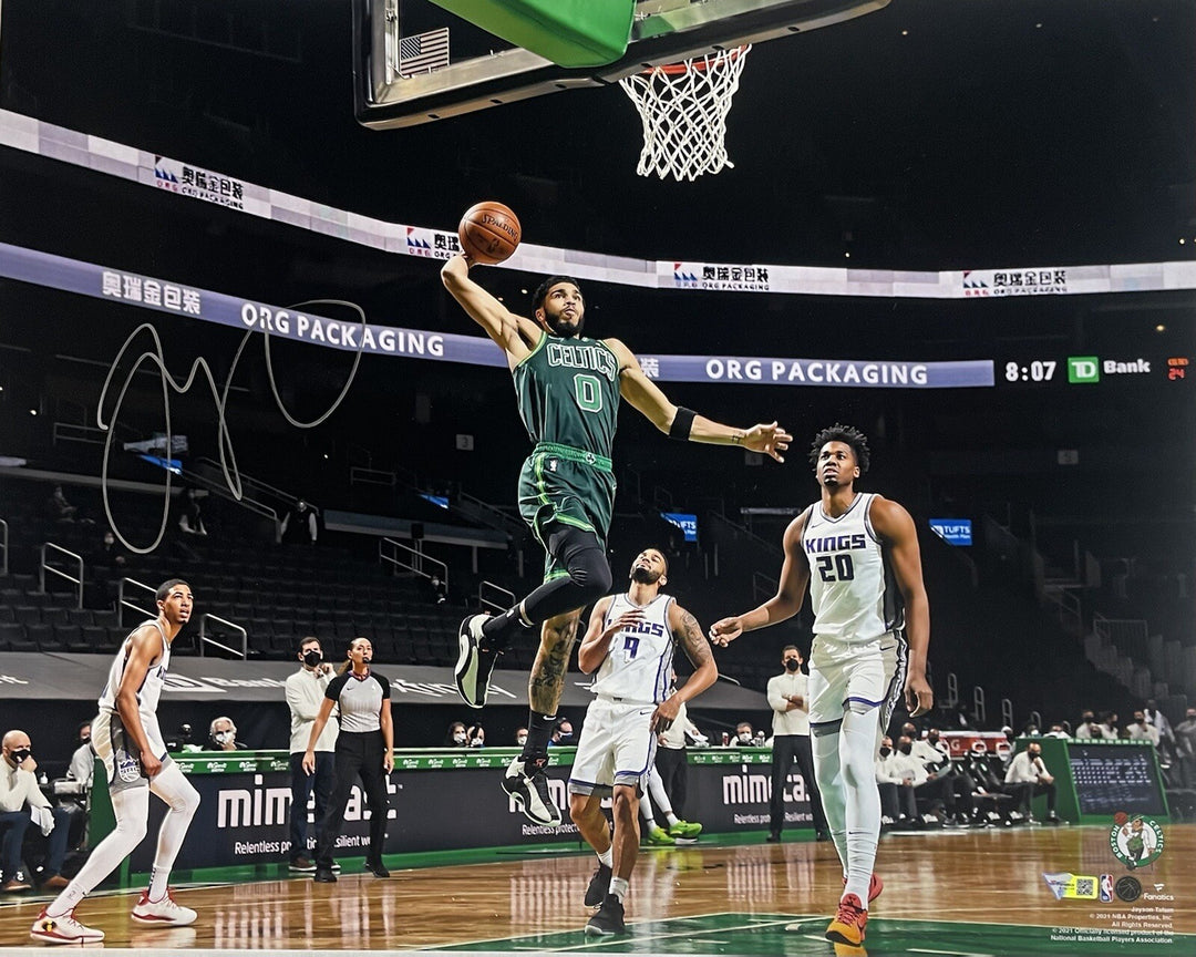 Jayson Tatum Celtics signed 16x20 Dunk Photo Framed Autograph Fanatics COA