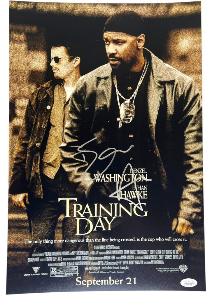 ETHAN HAWKE SIGNED TRAINING DAY 12X18 MOVIE POSTER PHOTO DENZEL WASHINGTON JSA