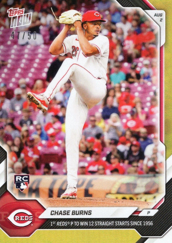 2026 Topps Now Chase Burns #512 Gold Foil /50 Rookie RC Baseball Card