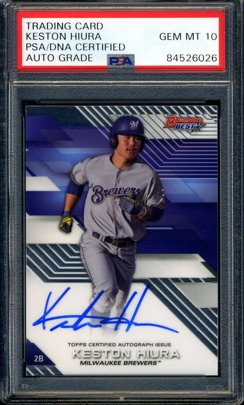 Keston Hiura Gem Mint 10 PSA DNA Signed 2017 Bowmans Best Rookie Autograph