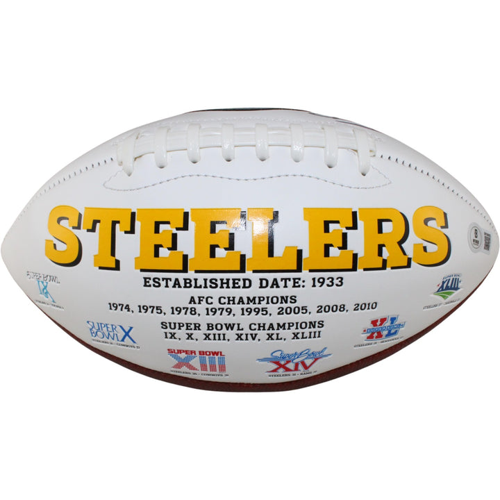 Jack Lambert Autographed Pittsburgh Steelers Logo Football HOF Beckett W 54079