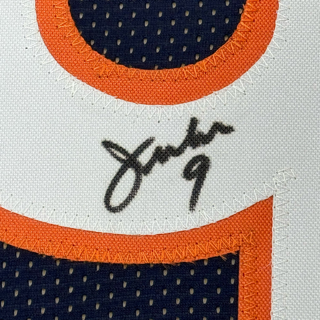 Framed Autographed/Signed Jim McMahon 33x42 Chicago Blue Jersey Beckett BAS COA