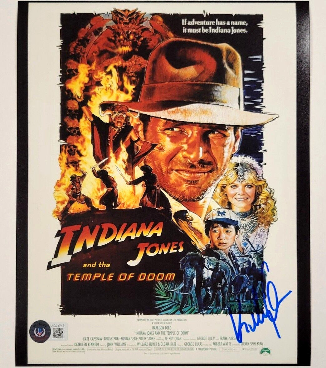 Jonathan Ke Quan signed Indiana Jones 8x10 movie poster photo ~ Beckett BAS