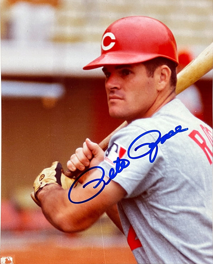 Pete Rose signed Cincinnati Reds MLB 8x10 Photo- Tuff Stuff LOA (HIT KING/4256)