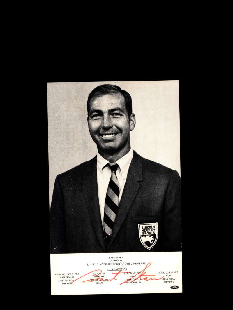 Bart Starr JSA Coa Signed 5x8 Lincoln Mercury Photo Autograph
