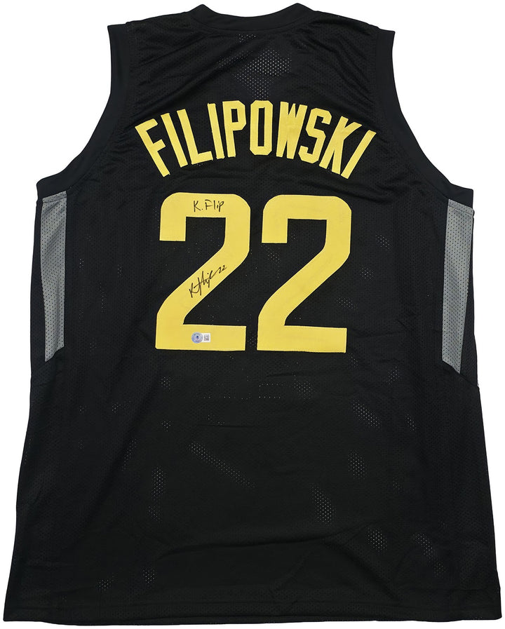 Utah Jazz Kyle Filipowski Signed Black Jersey "K Flip" Beckett Witness