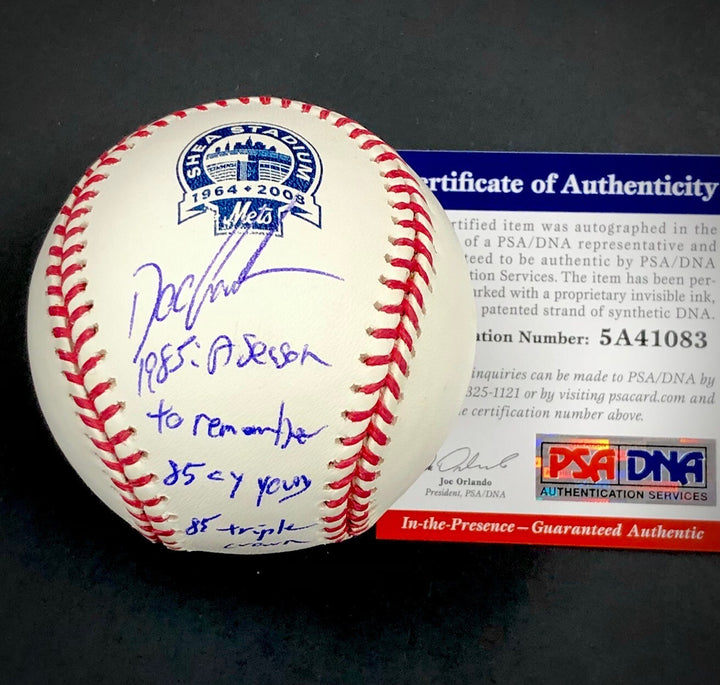 Dwight Doc Gooden signed Mets Shea Stadium 1985 Stat baseball PSA Witness COA