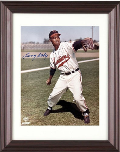 Larry Doby signed Cleveland MLB 8x10 Photo minor dings Framed - COA/HOF/7X AS