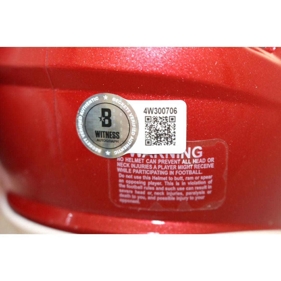 Dre Greenlaw Autographed Arkansas Razorbacks Mini Helmet Beckett Witness 54656