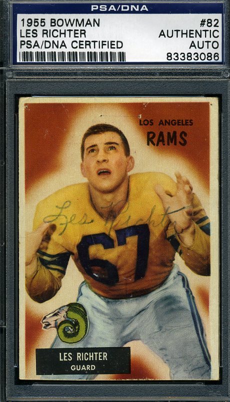 Les Richter Vintage Signed Psa/dna Certified 1955 Bowman Authenic Autograph