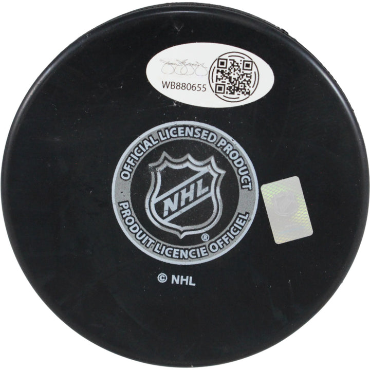 Mike Foligno Signed Toronto Maple Leafs Logo Puck Foligno Leap JSA 53987