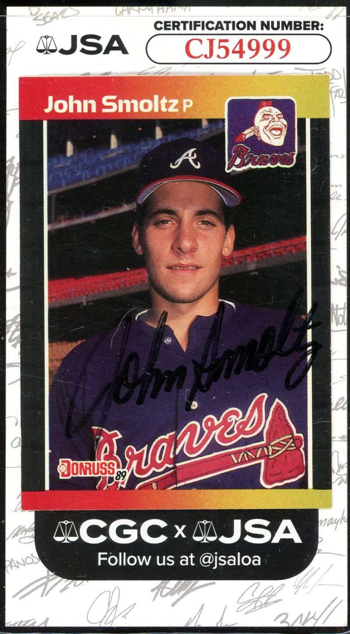 John Smoltz JSA Coa Signed 1989 Donruss Rookie Autograph