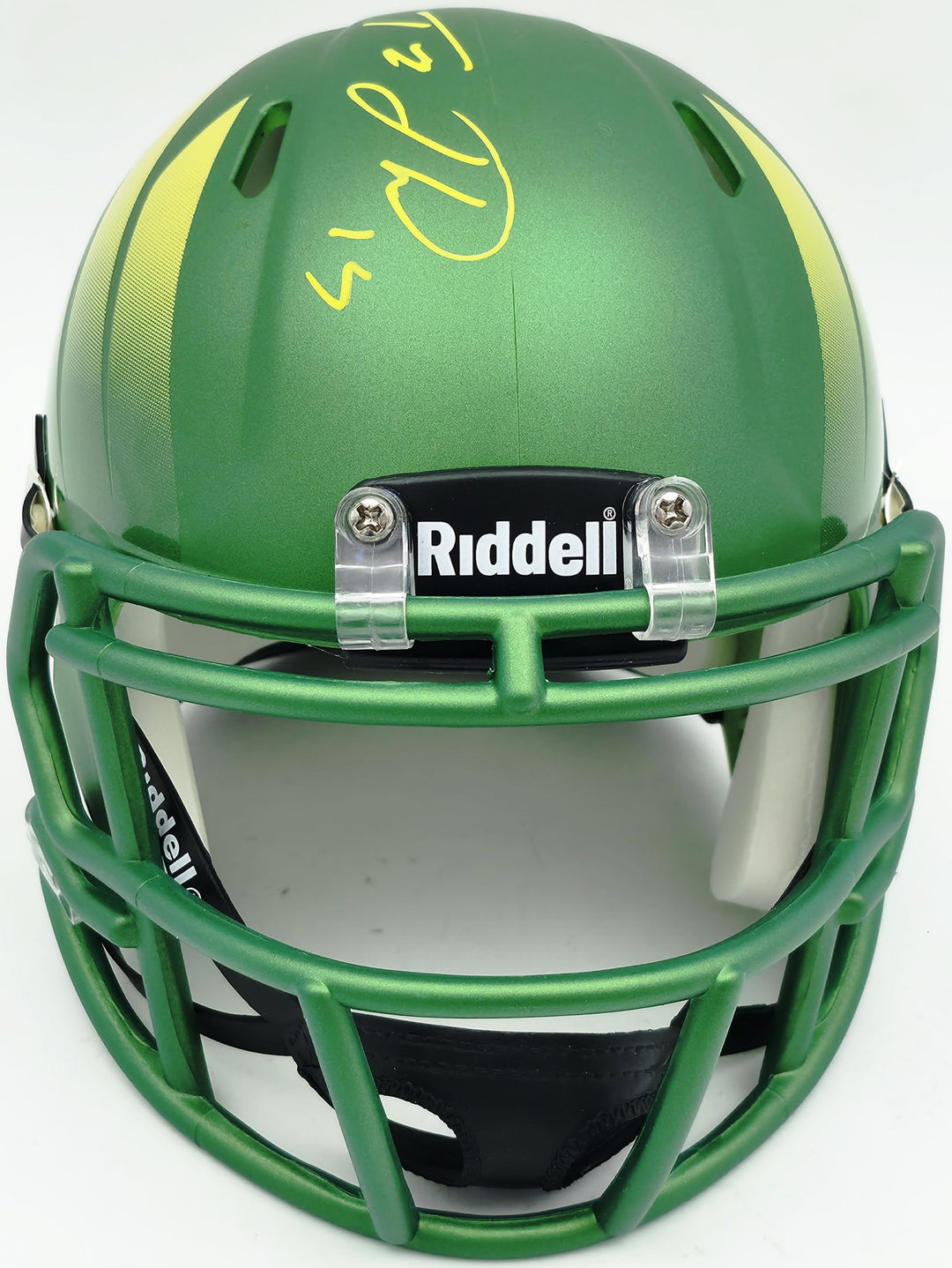 Tez Johnson Signed Oregon Ducks Green Speed Mini Helmet JSA Wit