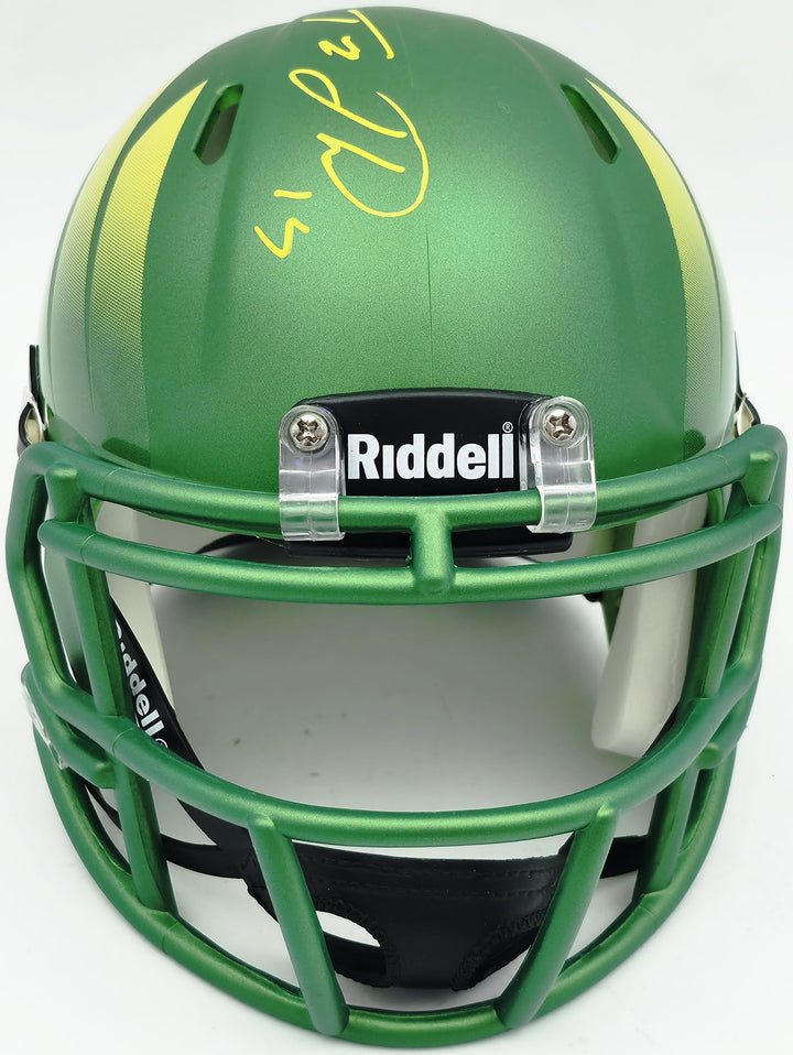 Tez Johnson Signed Oregon Ducks Green Speed Mini Helmet JSA Wit