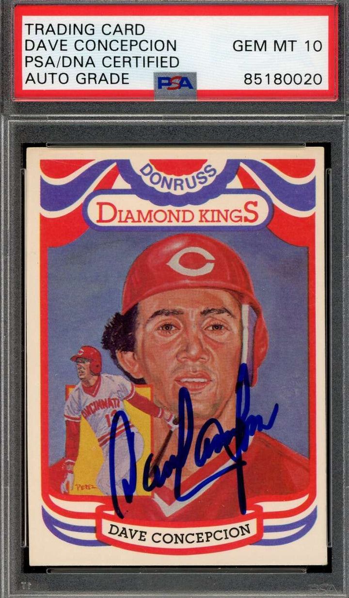Dave Concepcion Gem Mint 10 PSA DNA Signed 1984 Donruss Diamond Kings Autograph