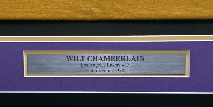 Los Angeles Lakers Wilt Chamberlain Autographed Framed Gold Jersey JSA #ZZ42005