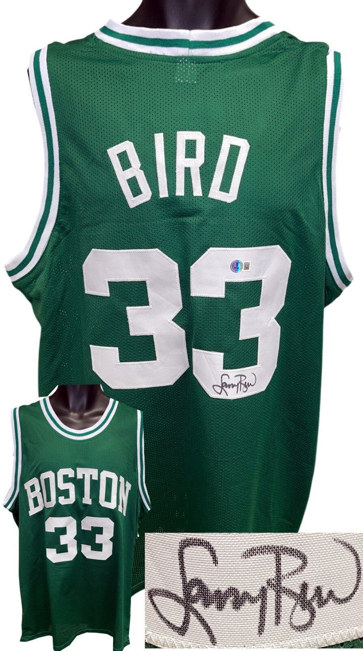 Larry Bird signed Boston Green TB Custom Pro Style Basketball Jersey- Beckett