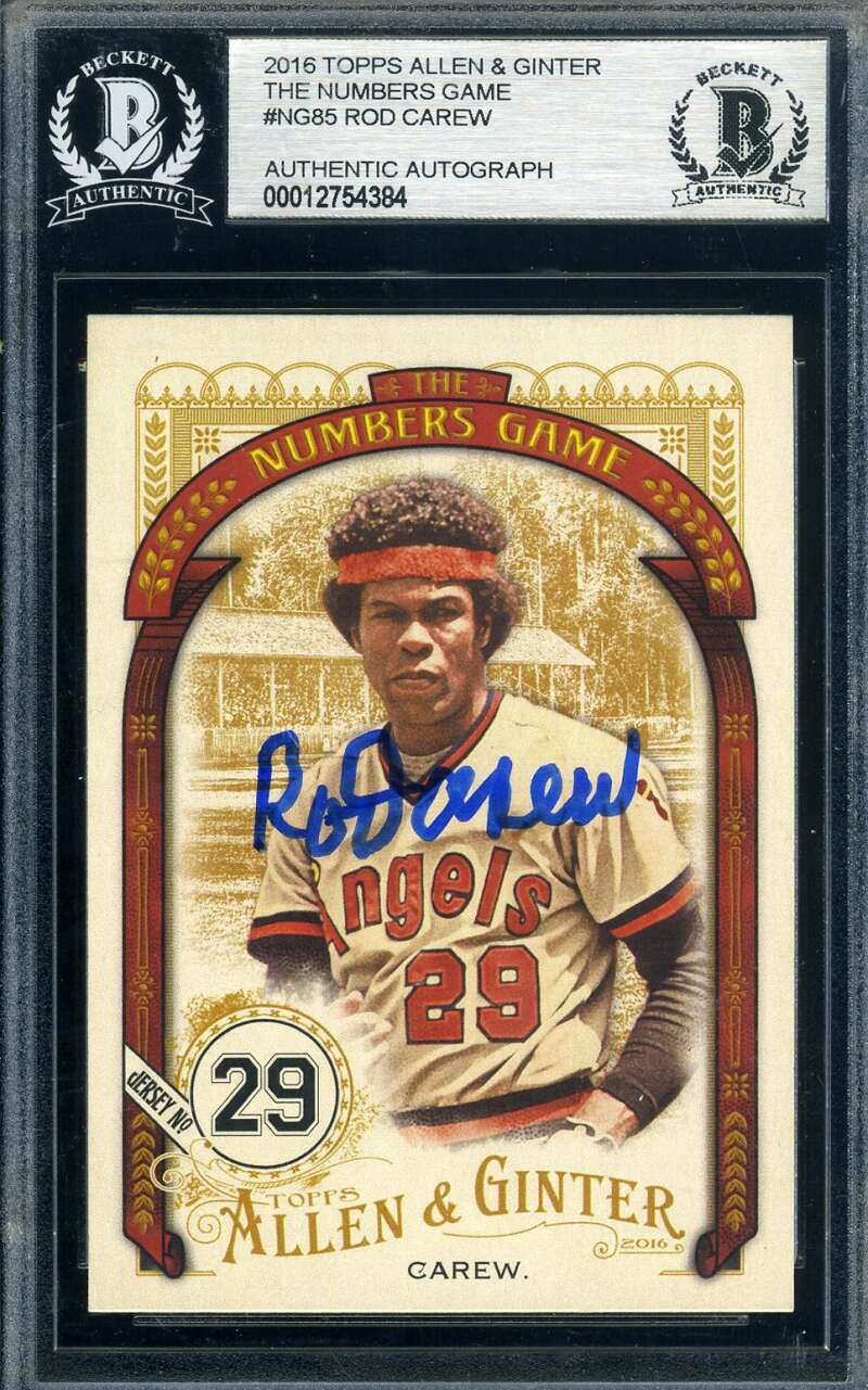 Rod Carew Beckett Signed 2016 Topps Allen & Ginter Numbers Game Autograph