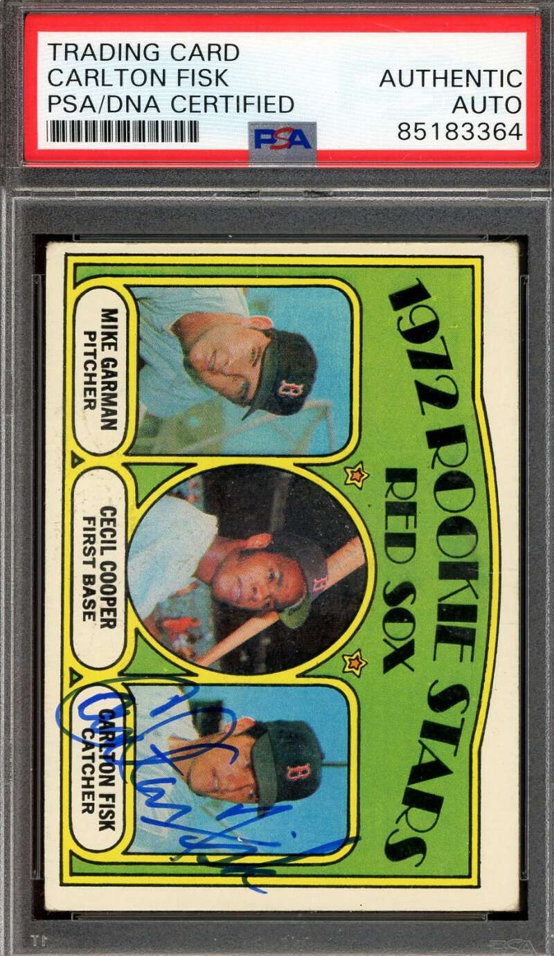 Carlton Fisk PSA DNA Signed 1972 Topps Rookie Stars Autograph
