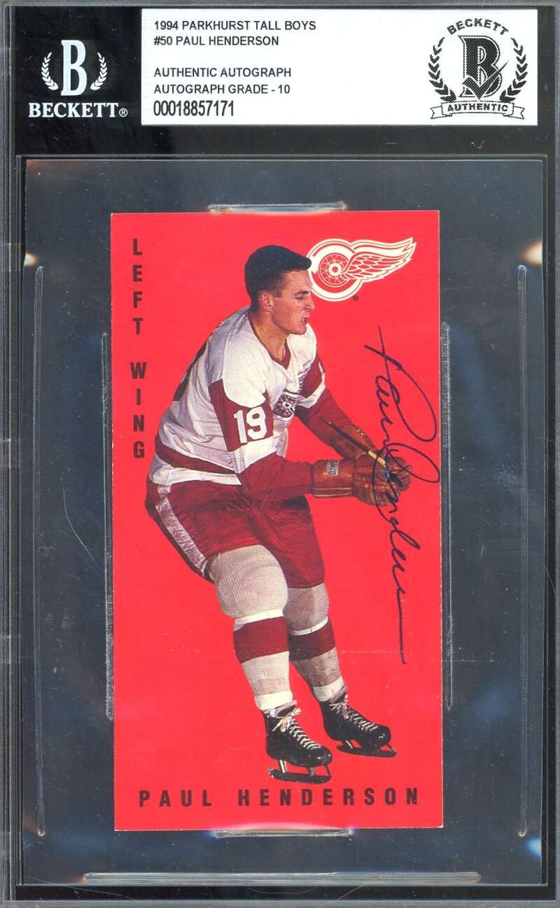 Paul Henderson Gem Mint 10 Beckett BAS Signed 1994 Parkhurst Tall Boys Autograph