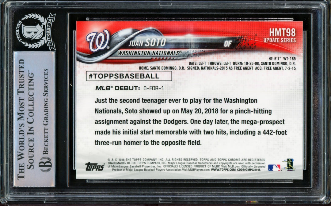 Juan Soto Signed 2018 Topps Chrome Update RC HMT98 Mets Beckett #14231634