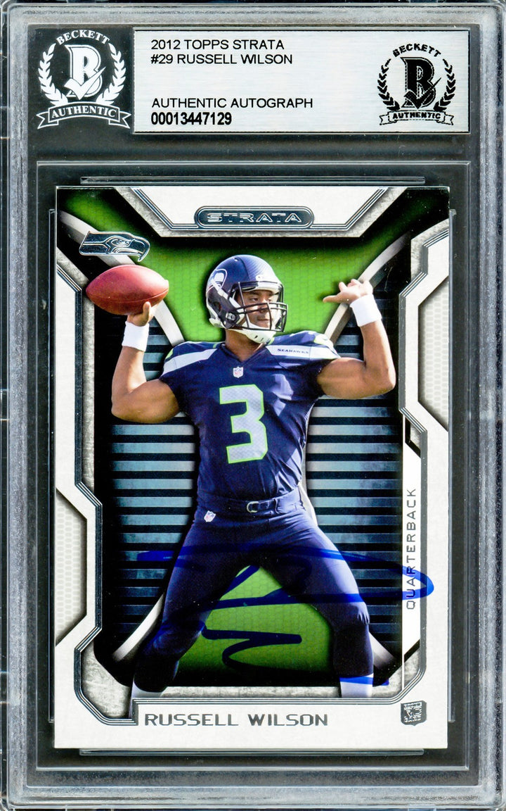 Russell Wilson Signed 2012 Topps Strata Rookie Card #29 Seattle Seahawks Beckett