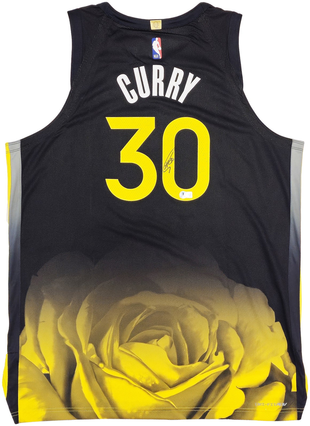 Warriors Stephen Curry Auto Black Nike Authentic City Jersey 52 +2 Beckett