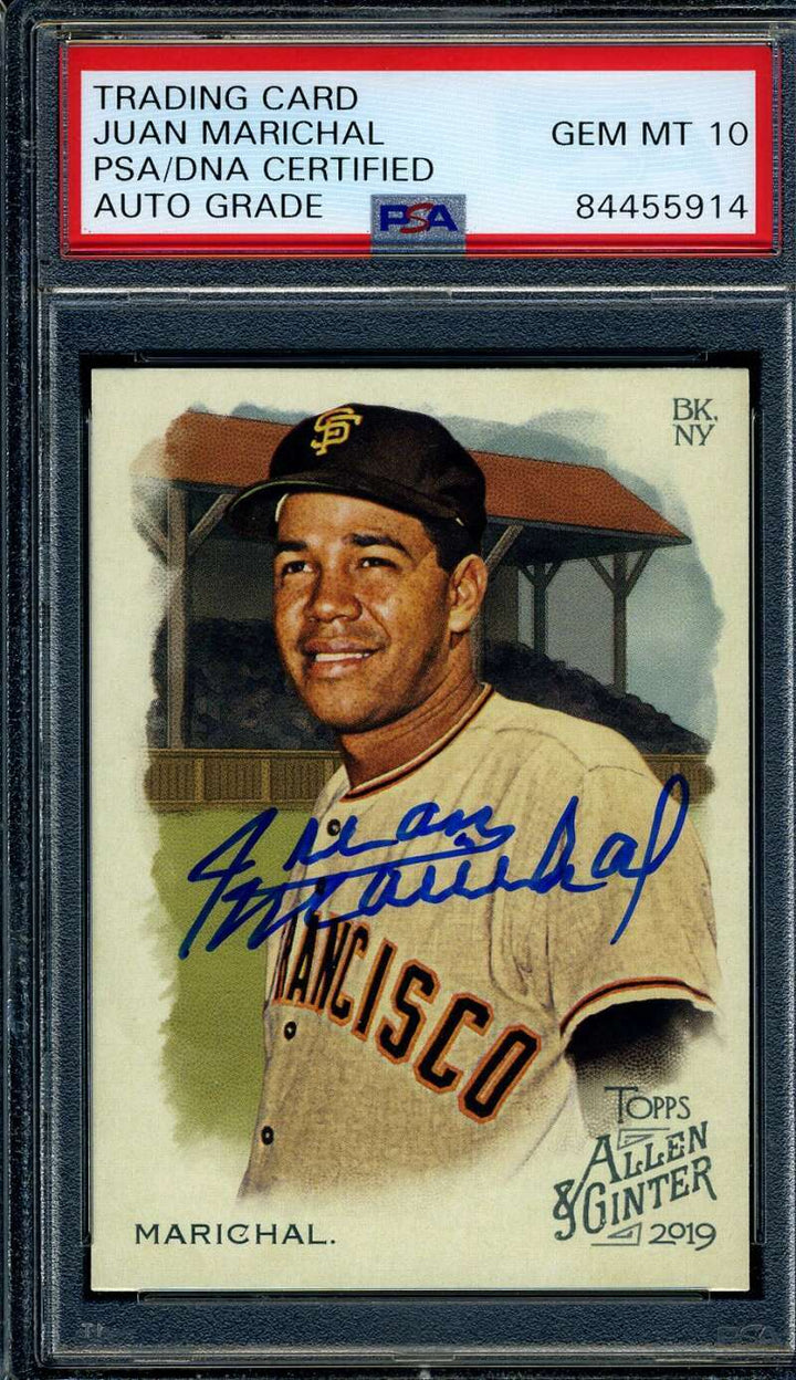 Juan Marichal Gem Mint 10 PSA DNA Coa Signed 2019 Topps Allen Ginters Autograph