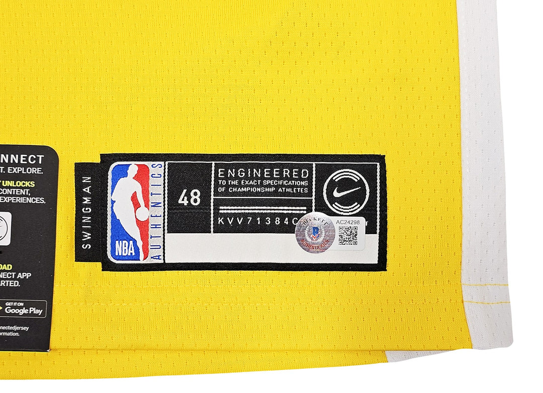 Warriors Stephen Curry Signed Yellow Nike Swingman Jersey Size 48 Beckett