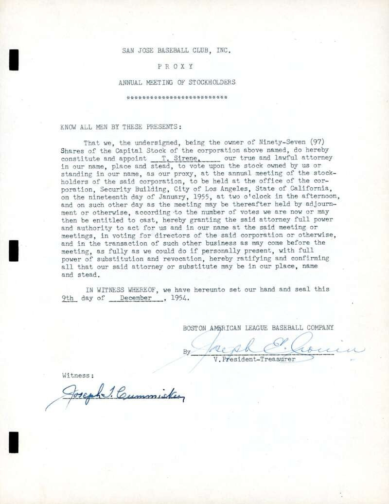 Joe Cronin PSA DNA Signed 1954 Contract Autograph