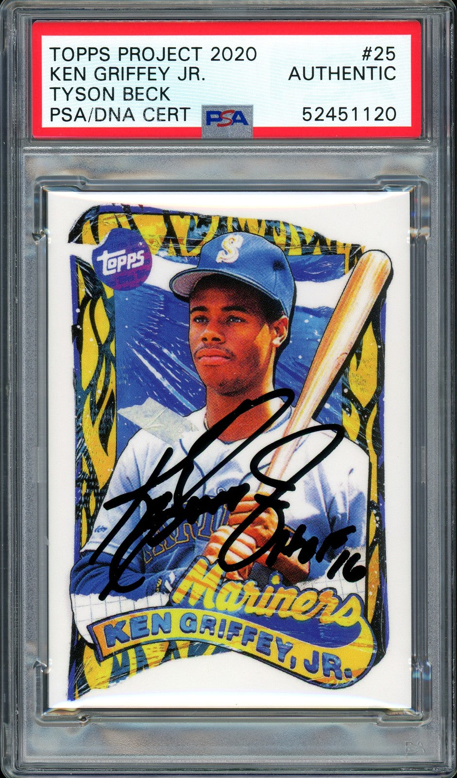 Ken Griffey Jr. Signed Topps Project 2020 Tyson Beck Card 25 HOF 16 #1/1 PSA/DNA