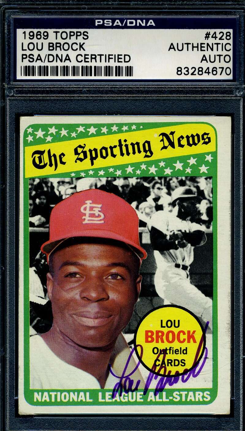 Lou Brock PSA DNA Signed 1969 Topps Sporting News Autograph
