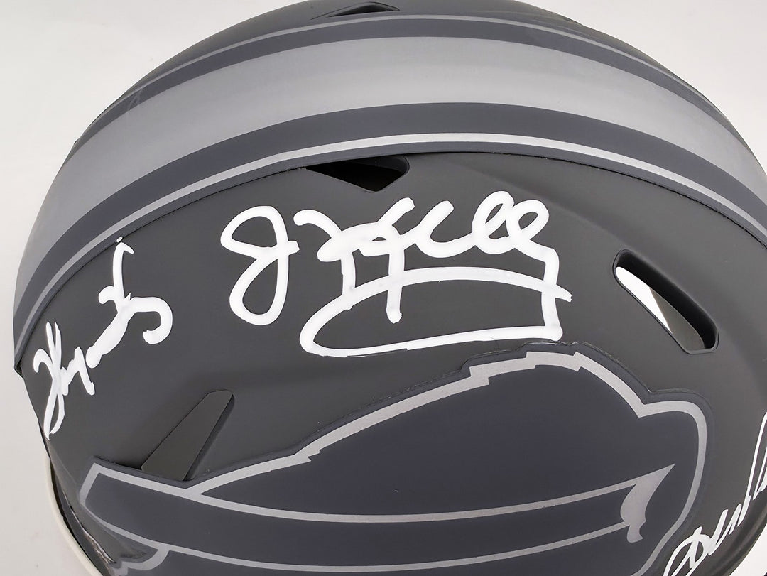 Jim Kelly Thurman Thomas Andre Reed Auto Bills Slate Gray Speed Mini Helmet BAS